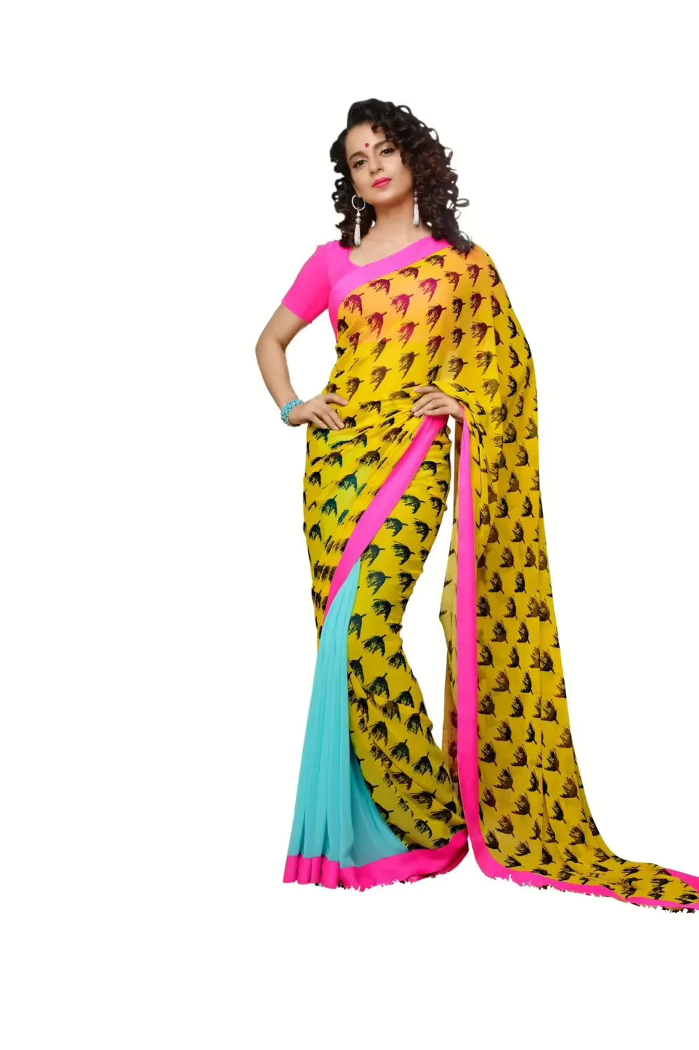 Mizzoli Multi Printed Georgette Saree