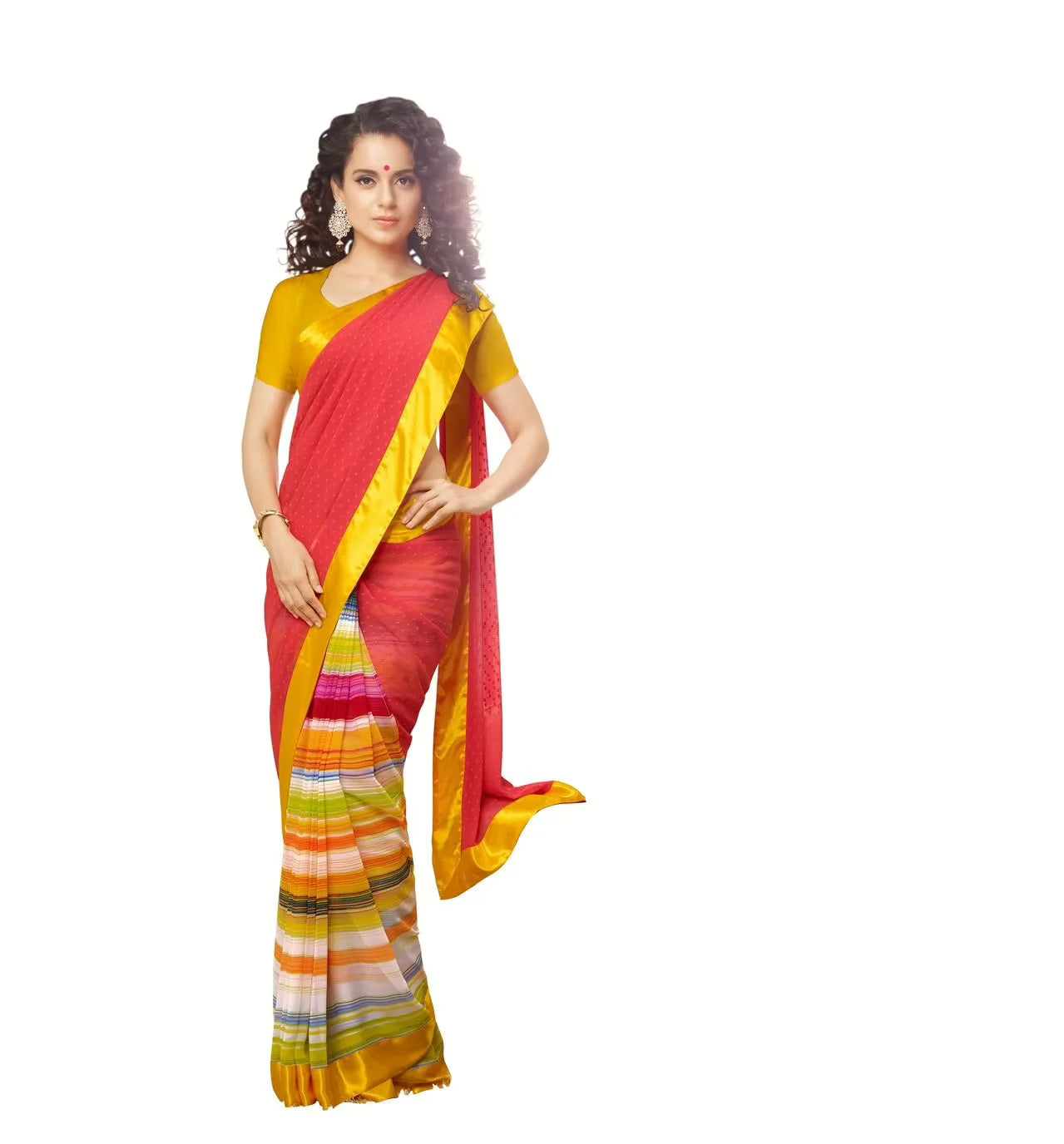 Mizzoli Multi Printed Georgette Saree