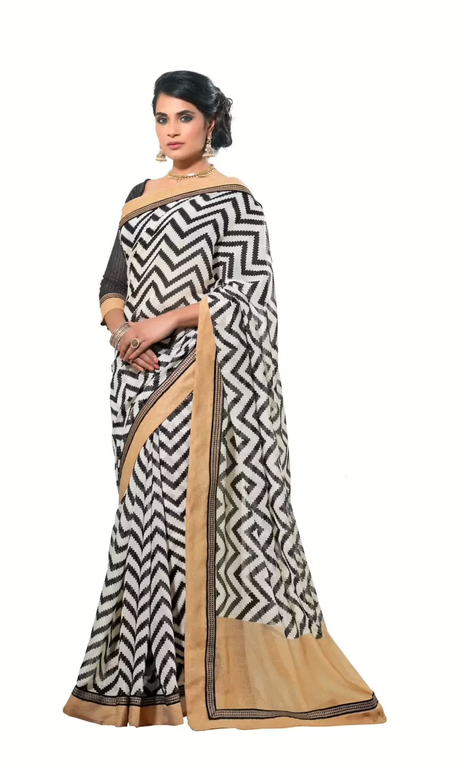 Mizzoli Grey Silk Cotton Printed Saree