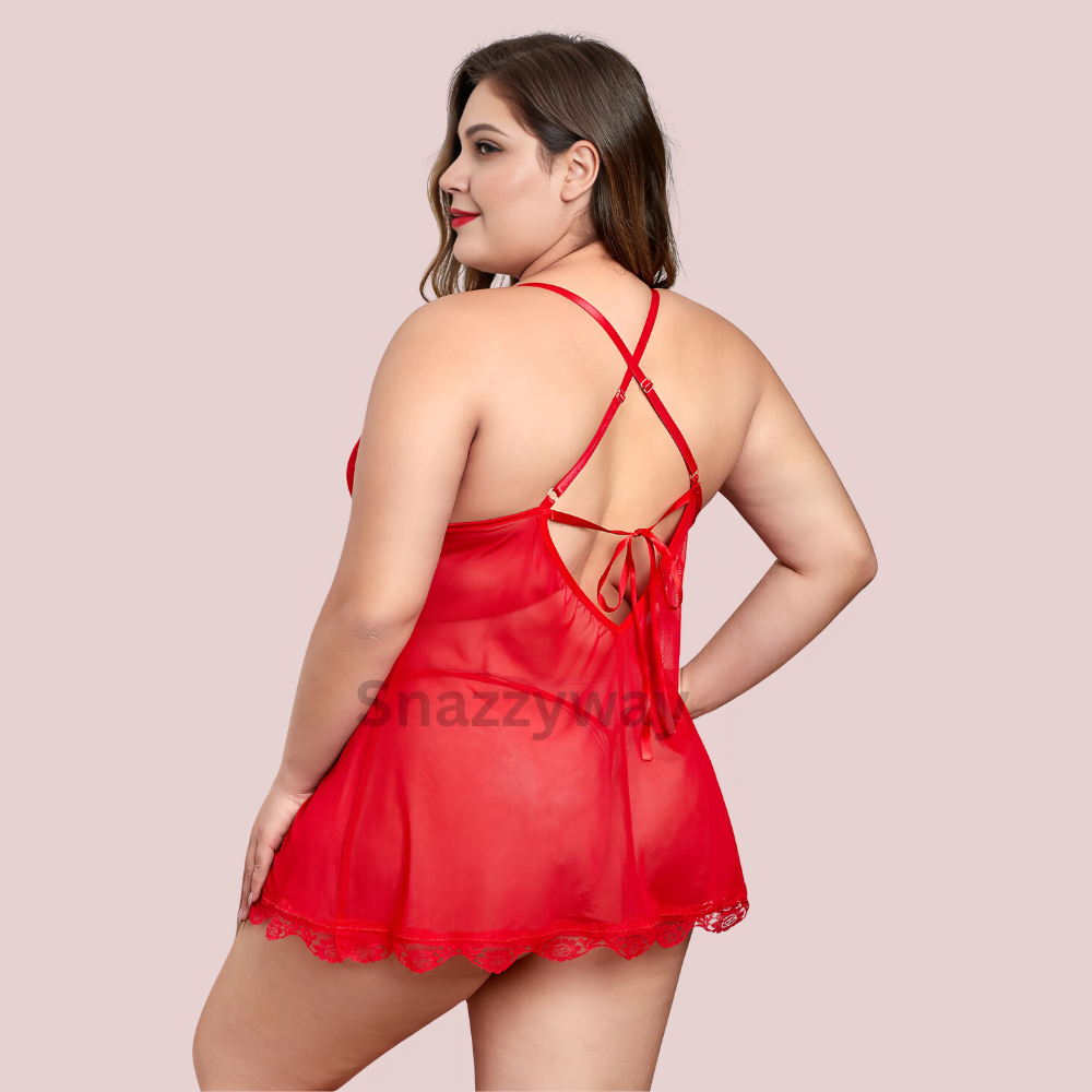 Seductress Lace Mesh Plus Size Babydoll