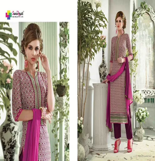 Hi-Fashion Magenta Print Straight Suit