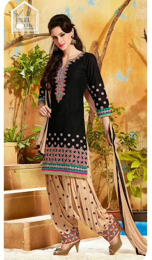 Hi-Fashion Black Embroidered Straight Suit