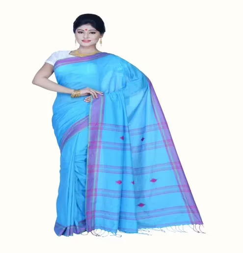 Pazaar Dodger Blue Festival Saree With Matching Blouse Piece