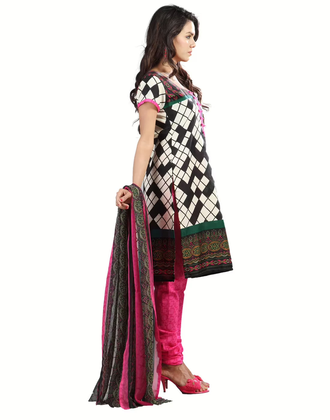 Lookslady Printed Beige Cotton Dress-Material
