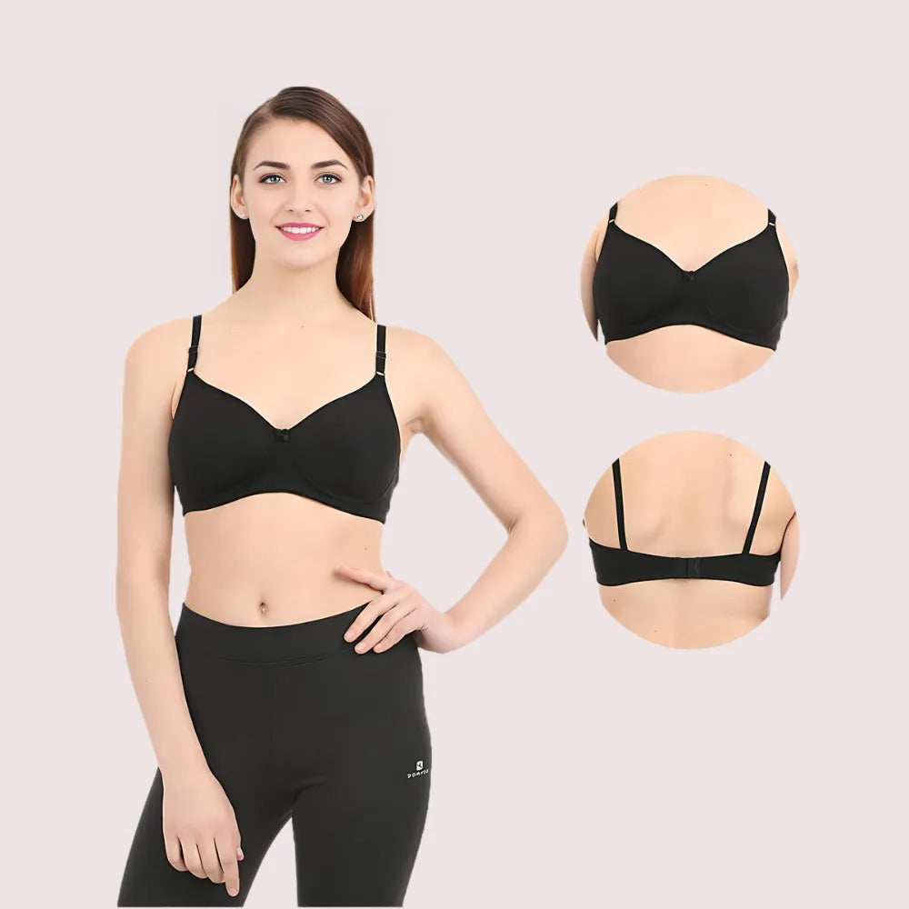 Black Non Wired Padded Bra