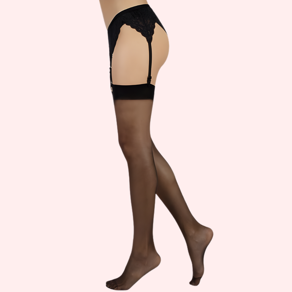 Ultra-Sheer Thigh-High Stockings Pack of 2 – Nude & Black, Silky Finish