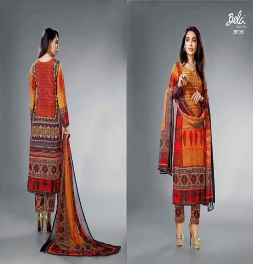 Mizzoli Multi Colour Crape Silk Straight Suit