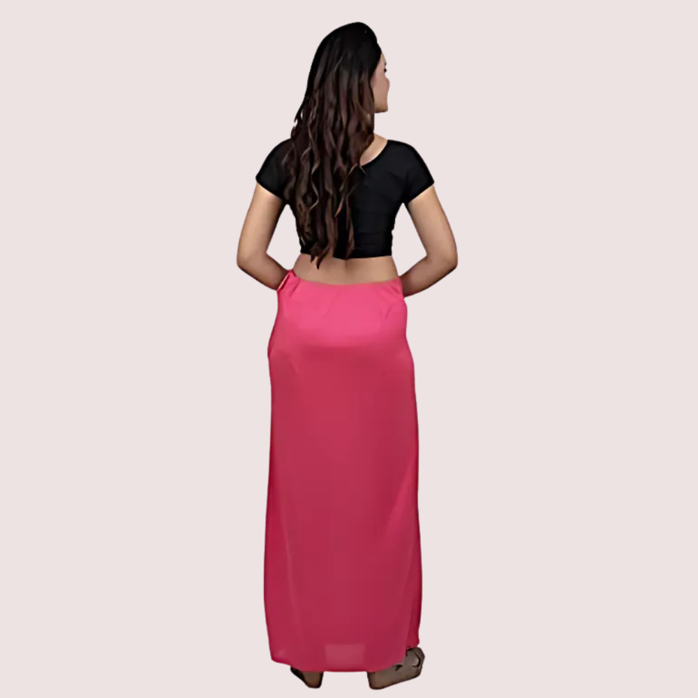 Ladies Glossy silk saree's Pink Petticoat