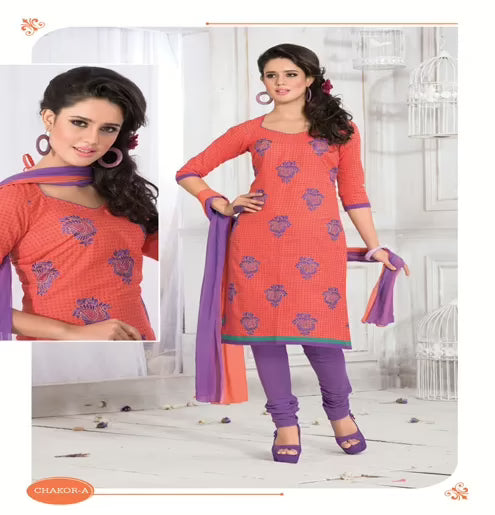 Chakor-A Cotton Green & Multicolor Color Unstitched Suit