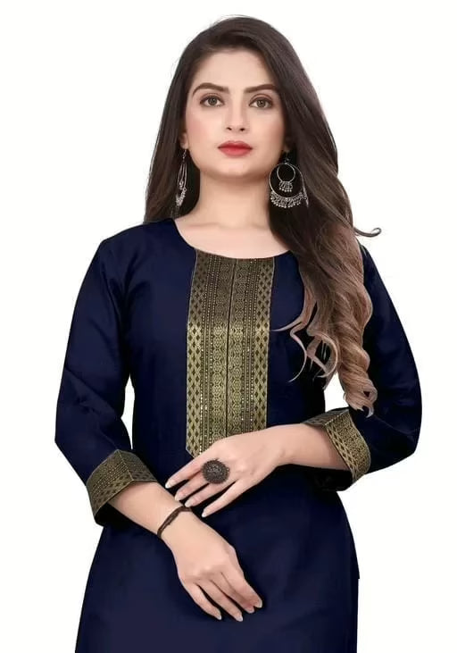 Aagyeyi Petite Blue Three Quarter Sleeves Kurtis