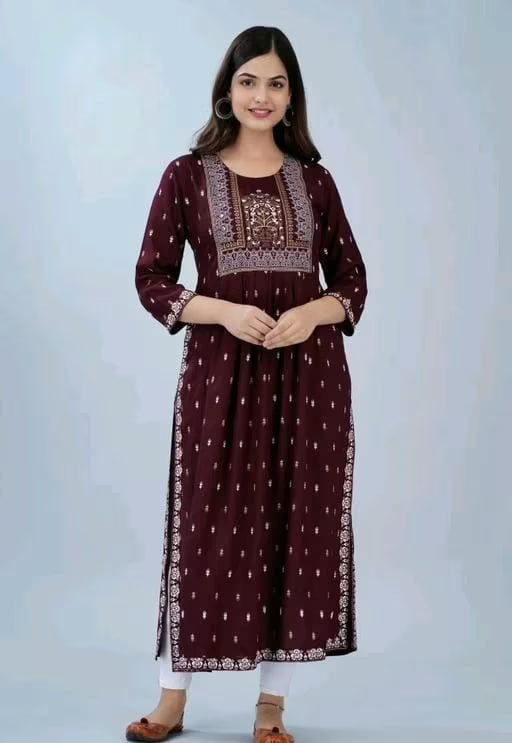 Kashvi Sensational Maroon Embroidered Printed Kurtis