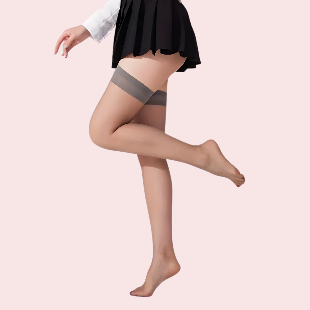 Premium Thigh-High Sheer Stockings – Pack of 2 (Grey & Nude Combo)