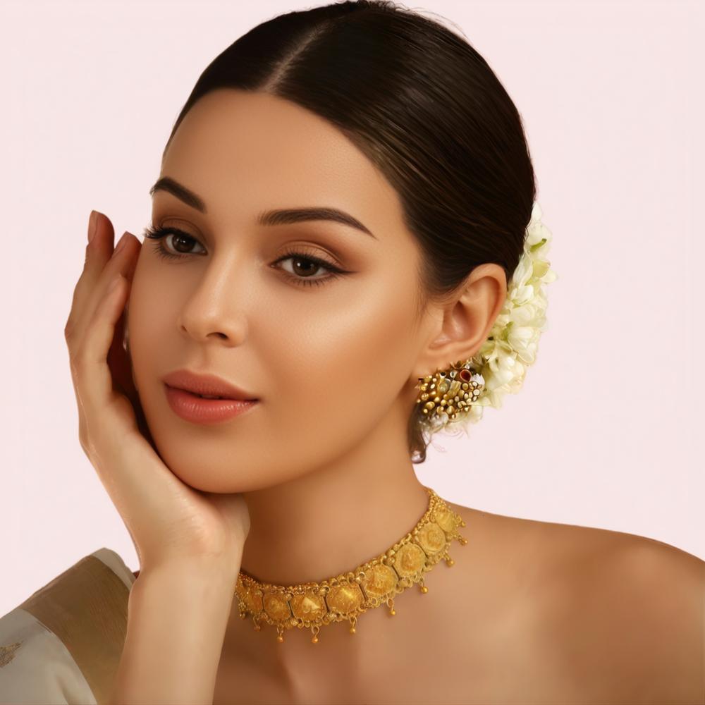 Heritage Lakshmi Coin Motif Gold-Plated Choker Necklace
