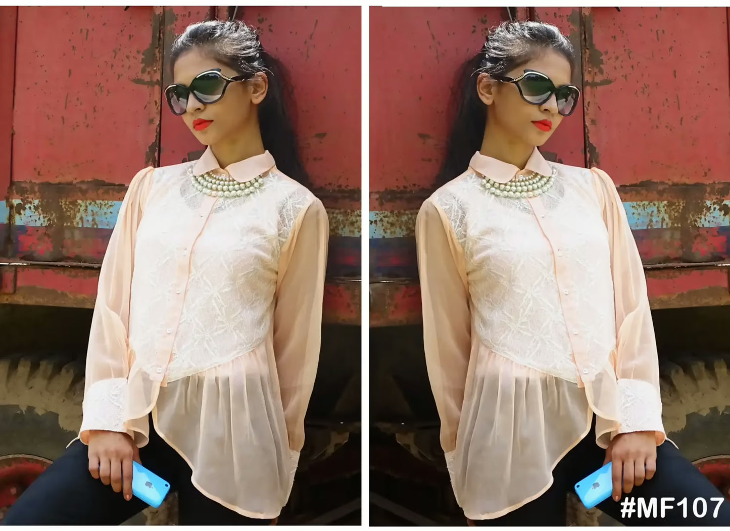 Mizzoli Fresh Peach Pink Gorgette Top