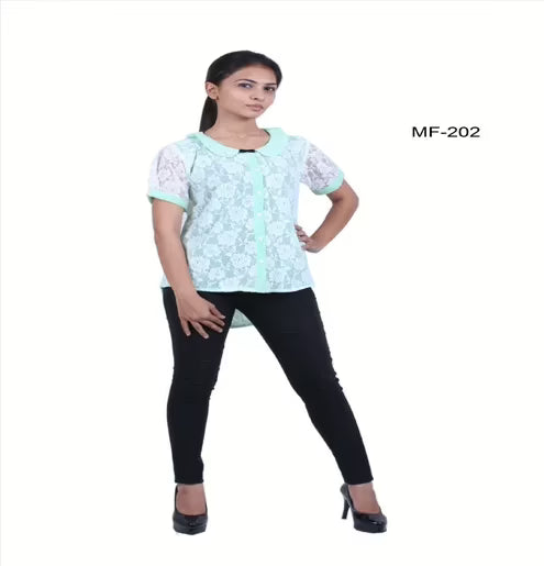 Mizzoli Dusty Green Viscose Semi -Gorgette & Rosy Net Top
