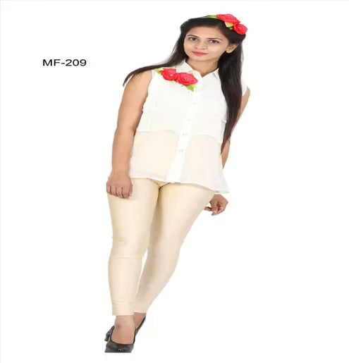 Mizzoli White Viscose Semi Gorgette Tunic Top