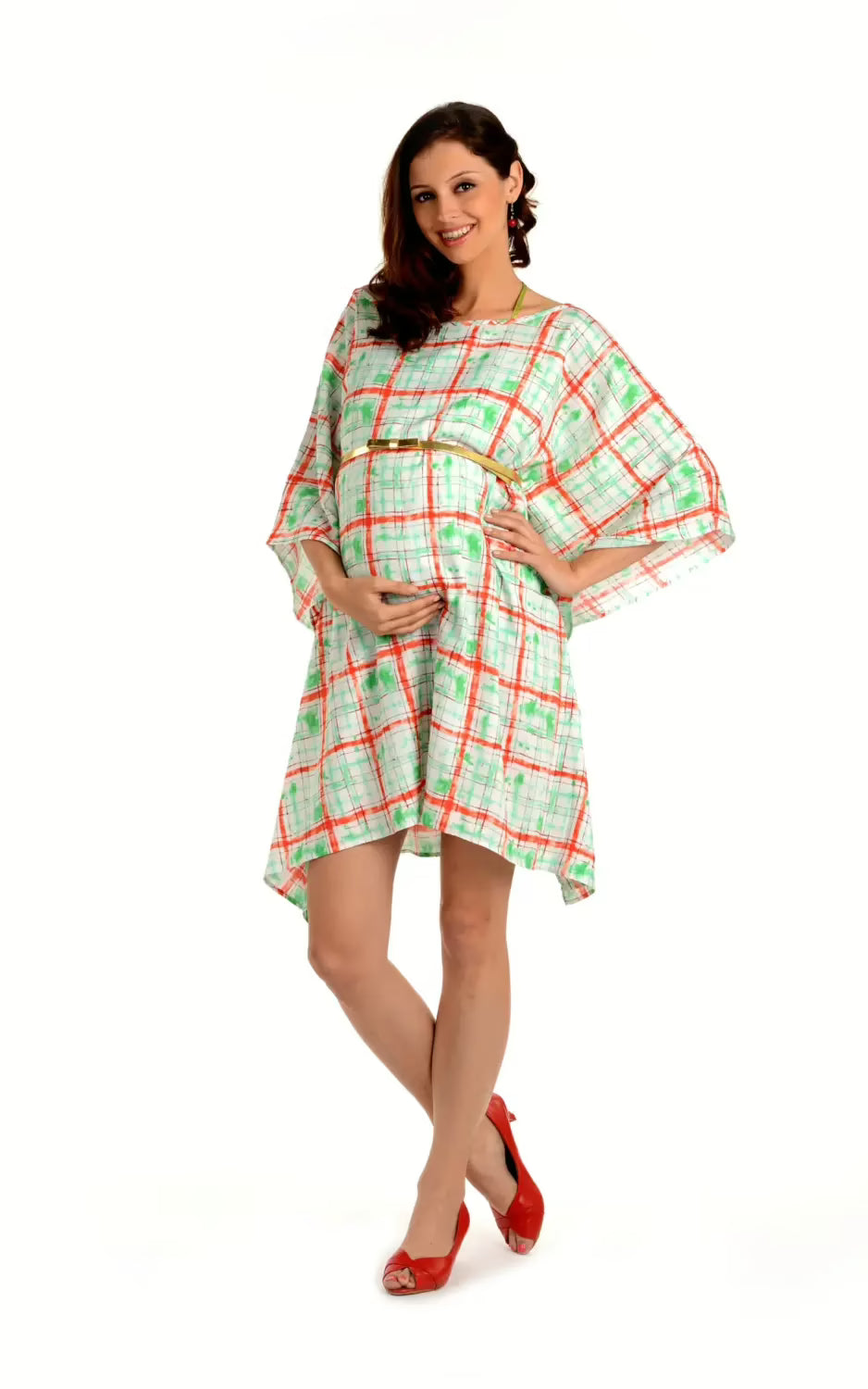 Radiation Safe-House of Napius-Print Kafthan Dress with Splases of Colours