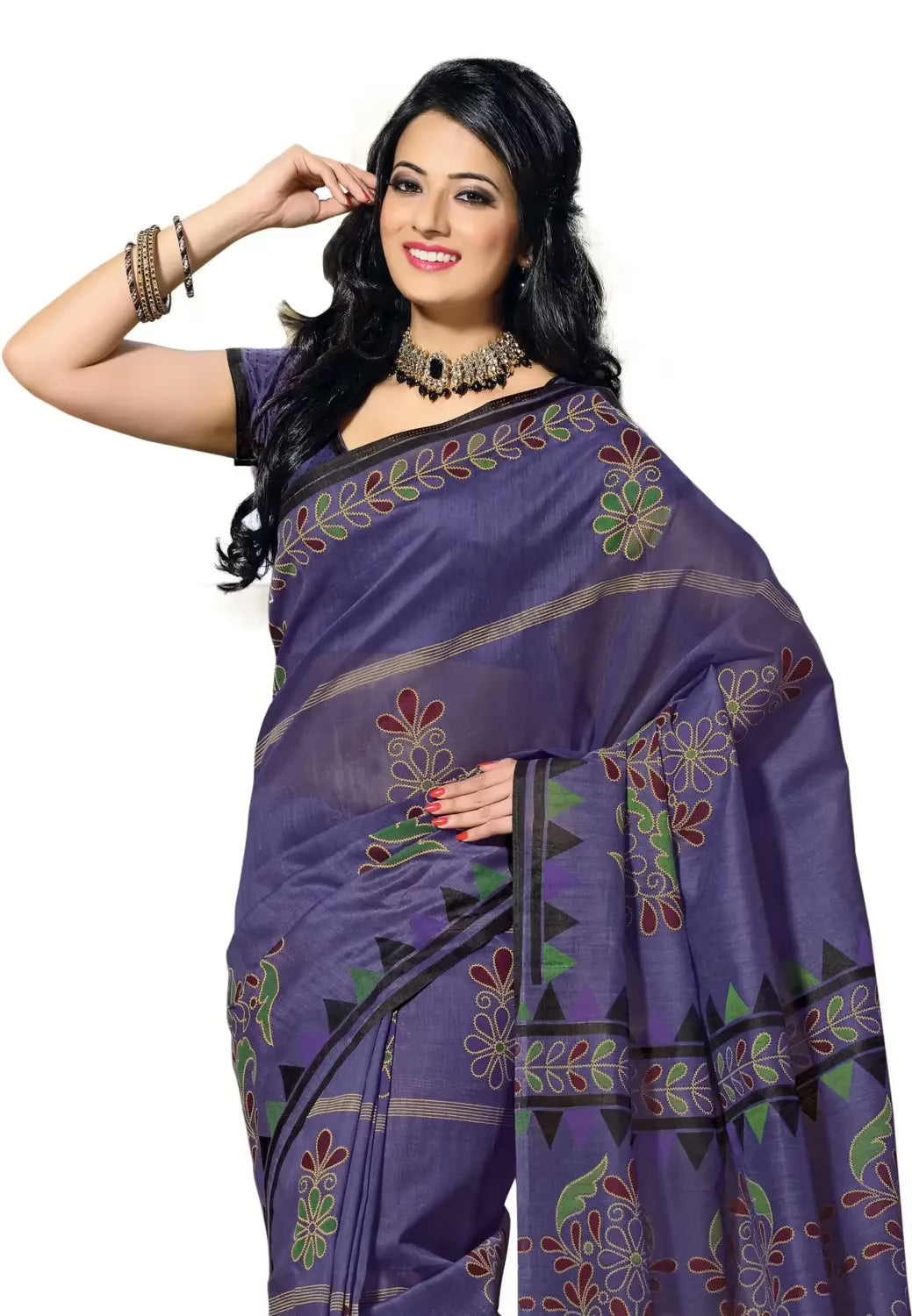Cotton Bazaar Blue Cotton Print Saree