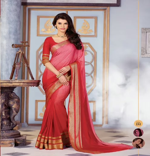 Sindoor Red Color Crepe Silk Saree