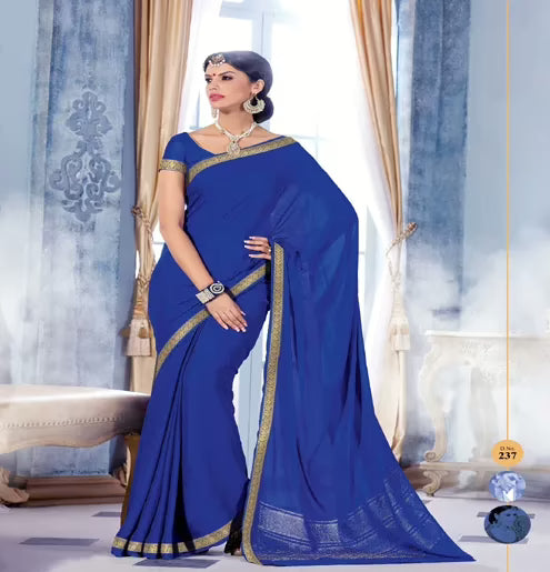 Sindoor Navy Blue Color Crepe Silk Saree