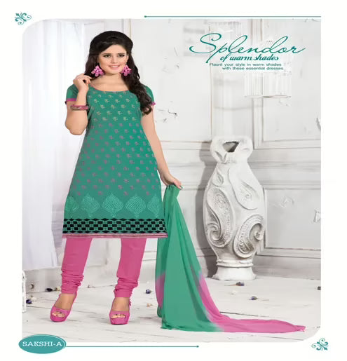 Heroine Cotton Burgundy & Blue Color Unstitched Suit