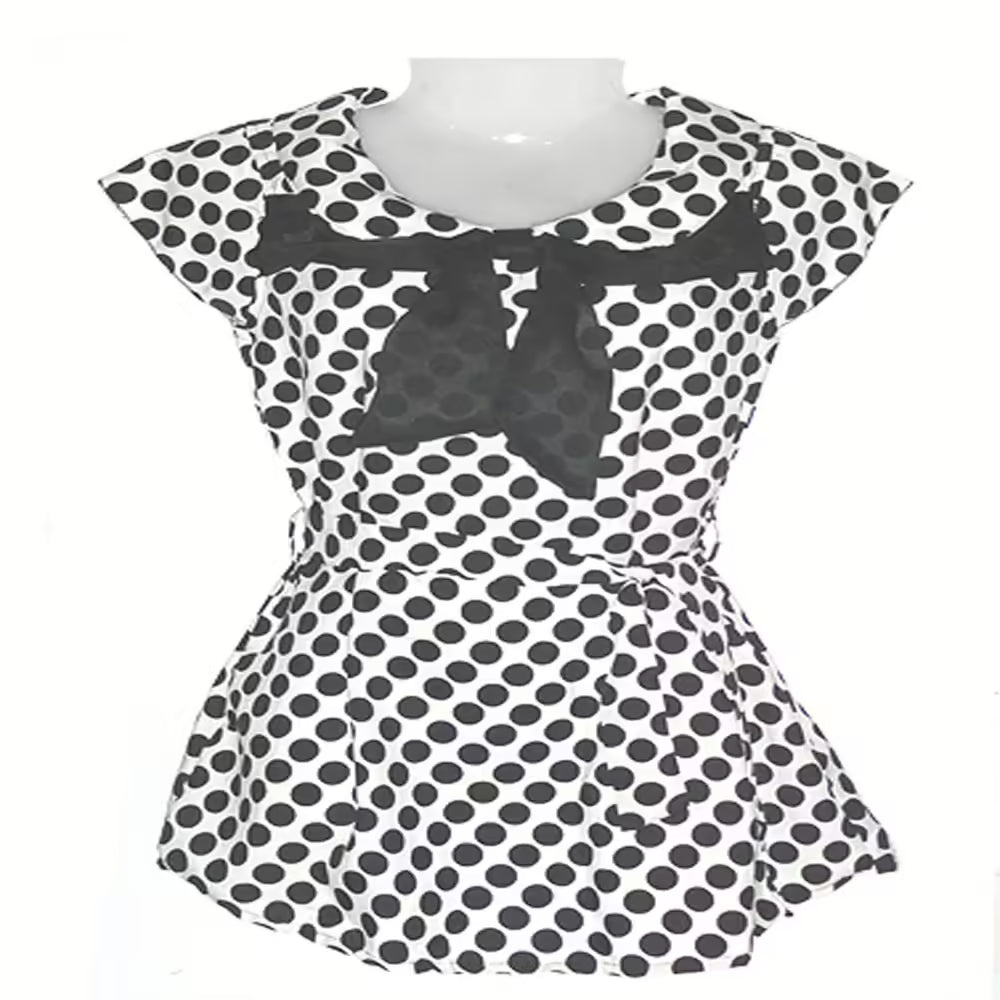 Stylish White & Black Polka Dotted Tie Top