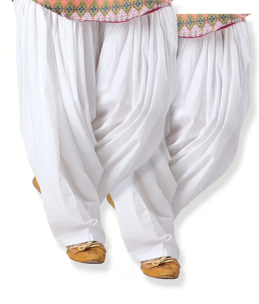 Pack of 2 White Cotton Patiala Salwar
