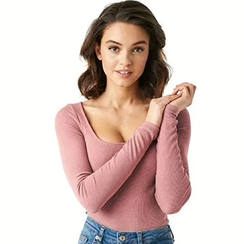 Seasons Square Neck Coral Pink Round Edges Full Sleeve Top
