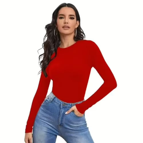 Seasons Beauty Fashion Red Full Sleeve Top