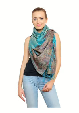 Uniscarf Turquoise Floral Printed Modal Shawl