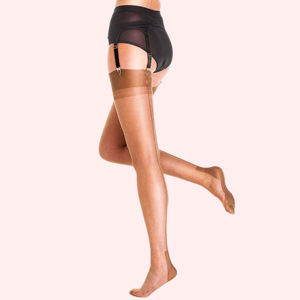 Classic Sheer Thigh High Stockings Pack of 2 – Nude Finish, Stay-Up Grip