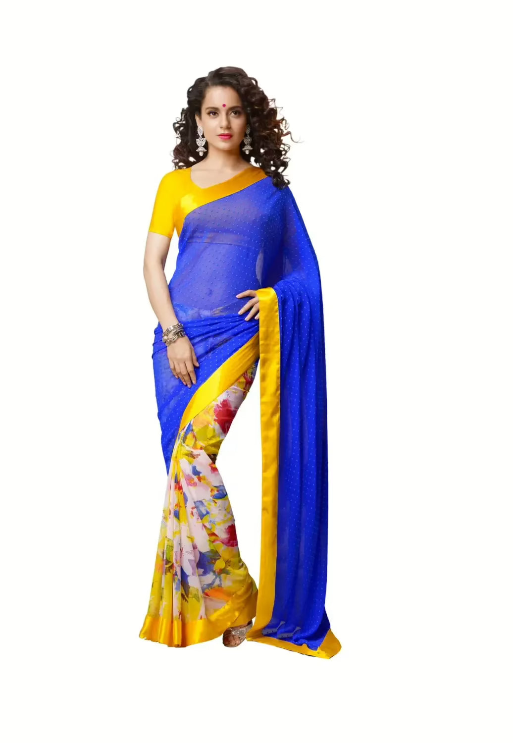 Mizzoli Multi Pure Georgette Printed Saree