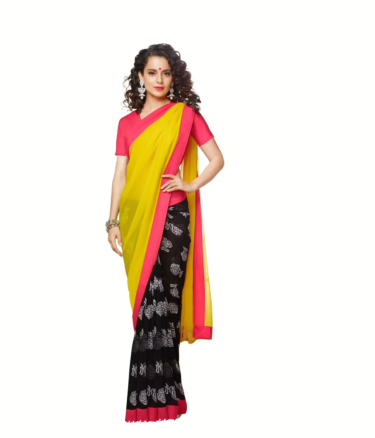 Mizzoli Multi Printed Georgette Saree