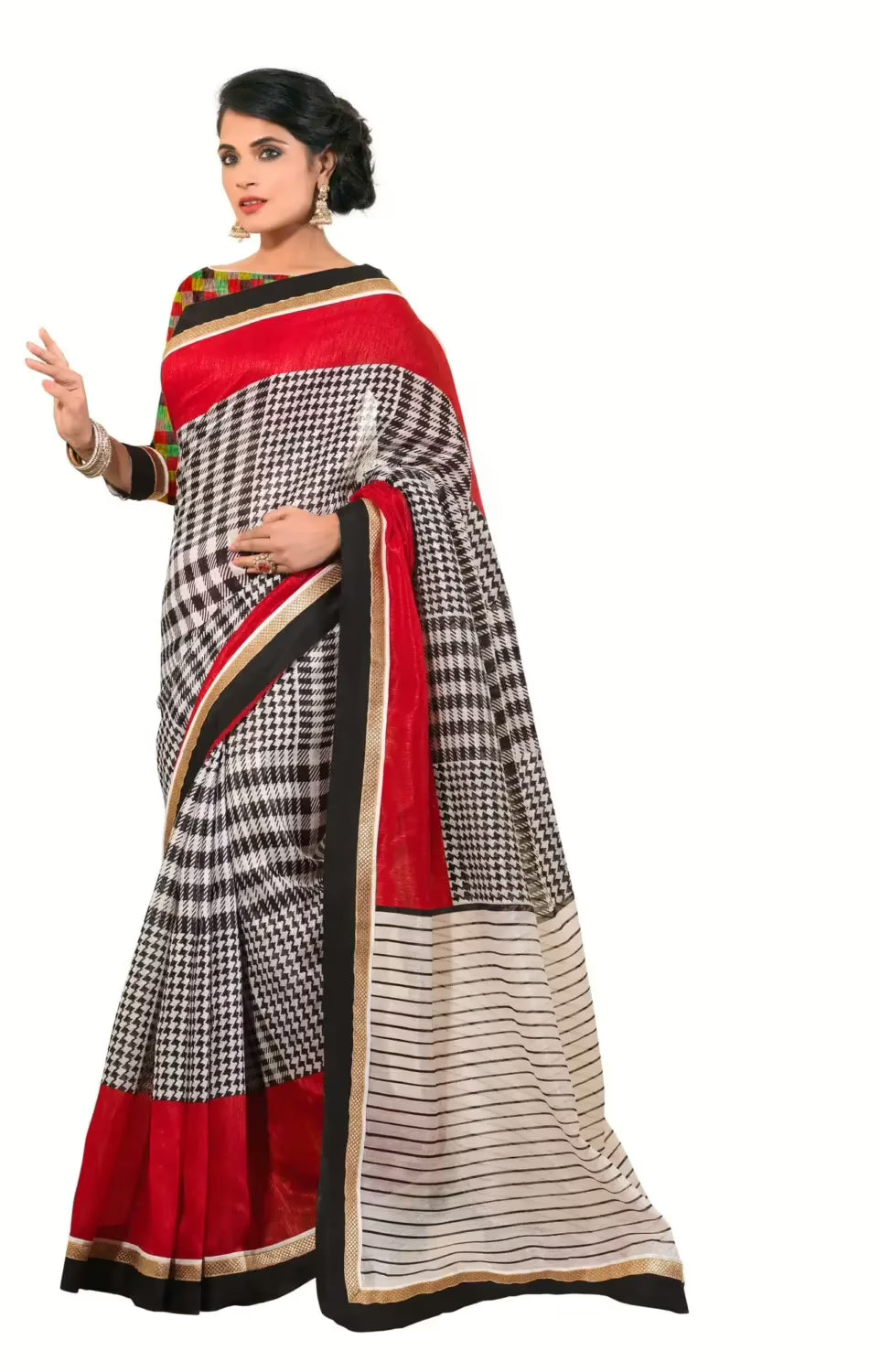 Mizzoli Grey Silk Cotton Printed Saree