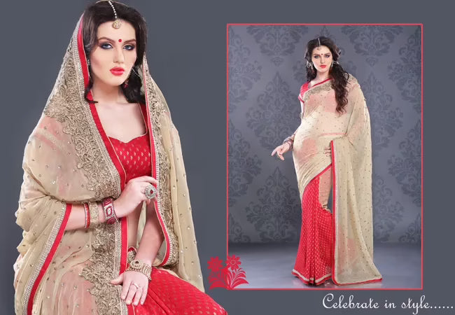 Pazaar Mohini Lemon Chiffon Yellow Georgette Banarasi Viscose Embroidered Saree