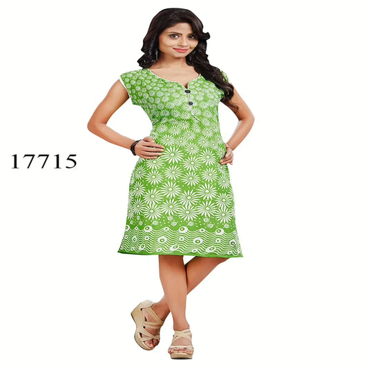 Viva N Diva Green Colored Cotton Printed Kurti
