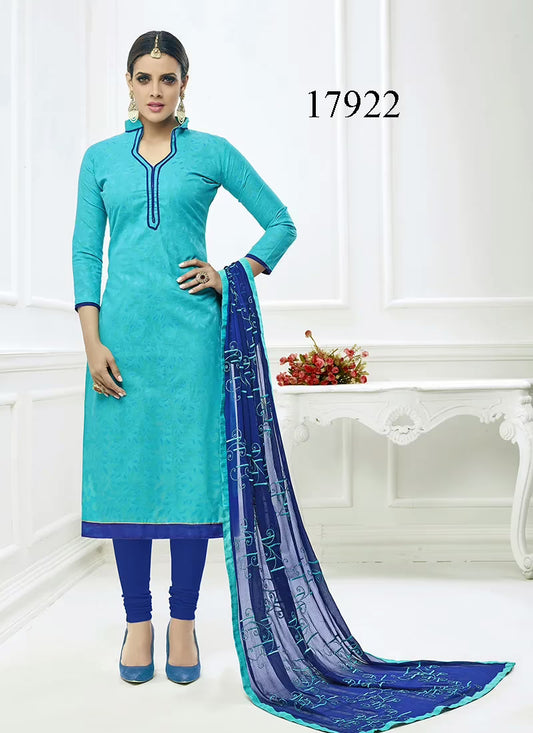 Viva N Diva Sky Blue Colored Cotton Jacquard Suit.
