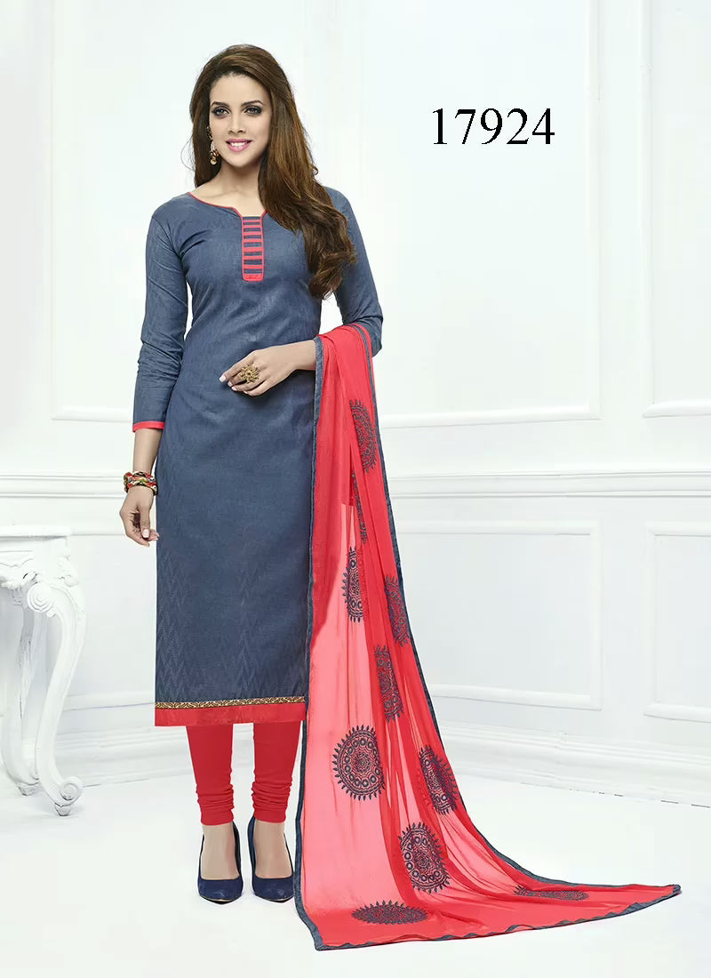 Viva N Diva Blue Colored Cotton Jacquard Suit.
