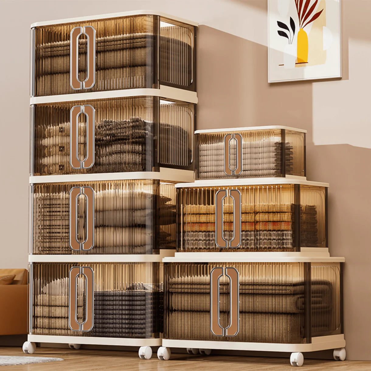 Multi-Purpose Plastic Large-Capacity Foldable Storage Cabinet with Double Doors