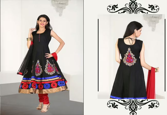 Pazaar Kaanchi Dark Black Embroidered Anarkali Salwar Kameez
