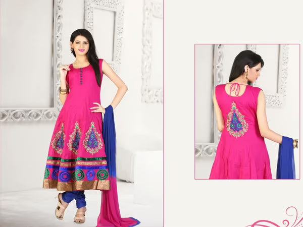 Pazaar Kaanchi Persian Rose Pink Embroidered Anarkali Salwar Kameez
