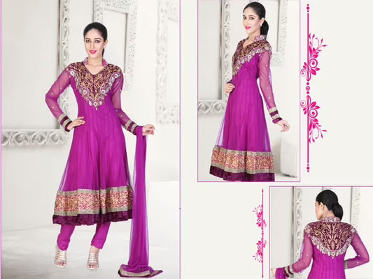 Pazaar Kaanchi Purple Embroidered Anarkali Salwar Kameez