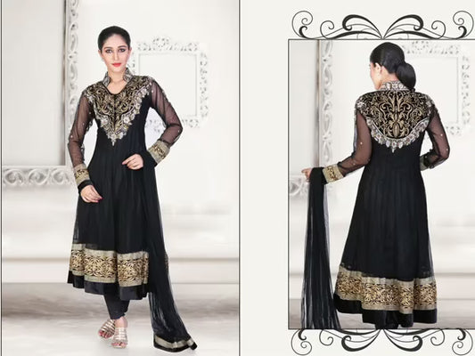 Pazaar Kaanchi Black Zari Embroidered Anarkali Salwar Kameez