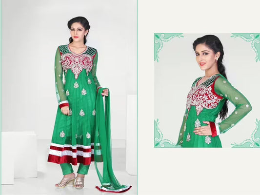Pazaar Kaanchi Jungle Grren Embroidered Anarkali Salwar Kameez