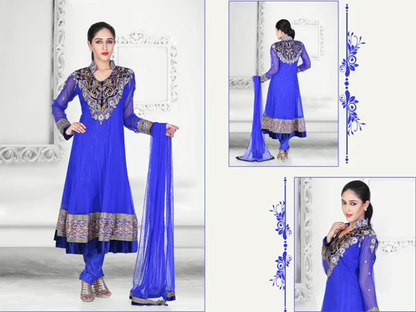 Pazaar Kaanchi Persian Blue 1  Embroidered Anarkali Salwar Kameez