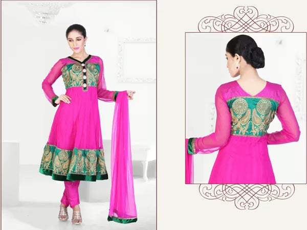 Pazaar Kaanchi Persian Pink Embroidered Anarkali Salwar Kameez