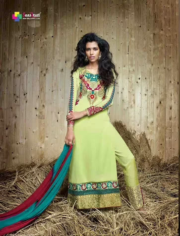 Hi-Fashion Sea Green Georgette Salwar Kameez