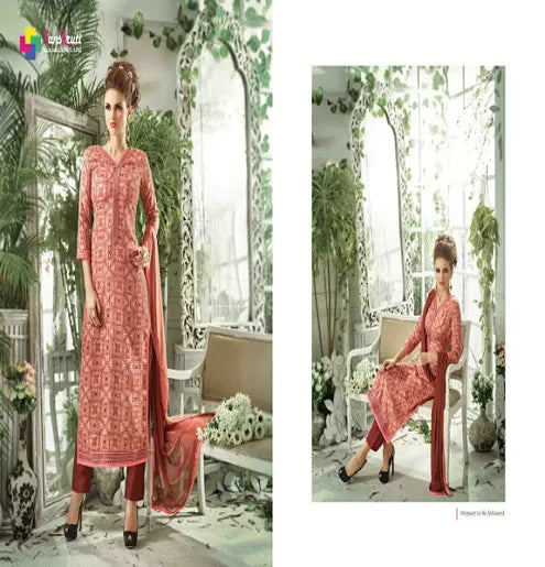 Hi-Fashion Brown Print Straight Suit