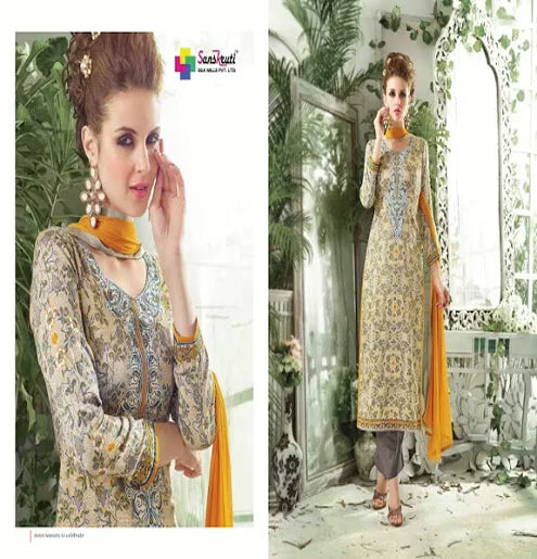 Hi-Fashion Grey  Print Straight Suit