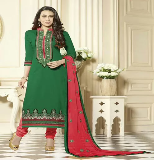 Hi-Fashion Green Embroidered Straight Suit
